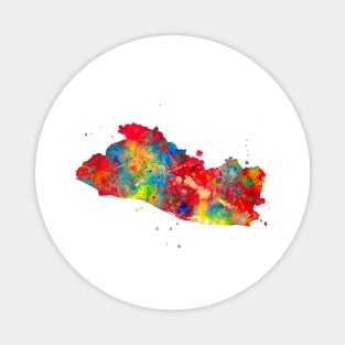 El Salvador Map Watercolor Painting Magnet